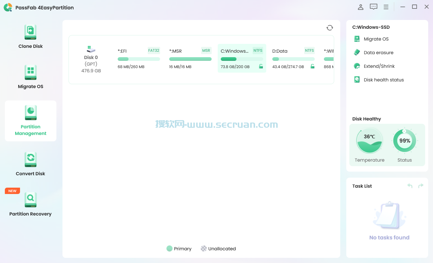 磁盘分区工具 PassFab 4EasyPartition v3.1.0.21 多语言绿色版 绿色版 3 第1张